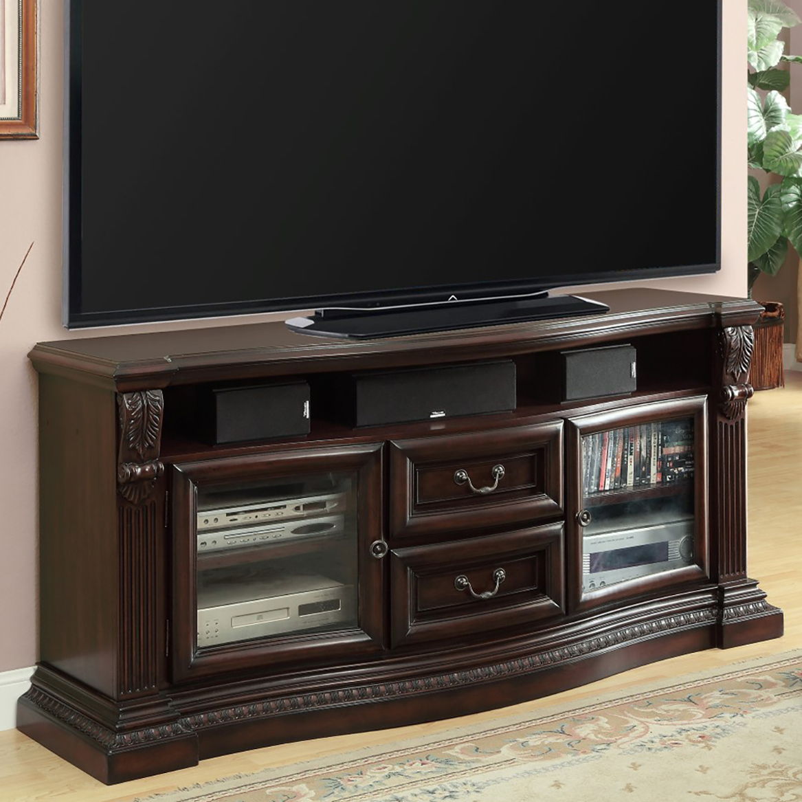 Bella - TV Console With Power Center - Vintage Sienna - Urban Living Furniture (Los Angeles, CA)