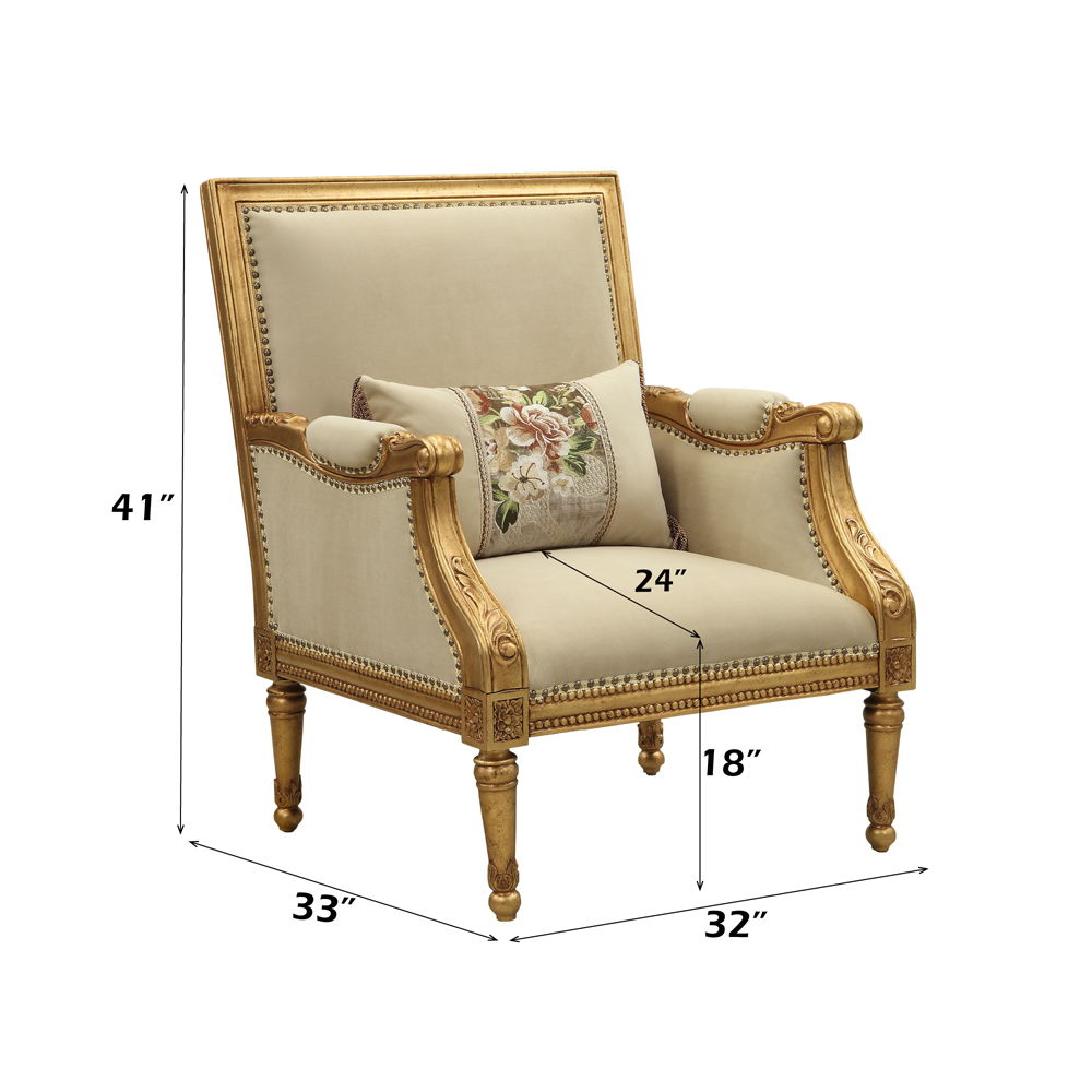 Daesha - Chair With Pillow - Tan Flannel & Antique Gold - Urban Living Furniture (Los Angeles, CA)