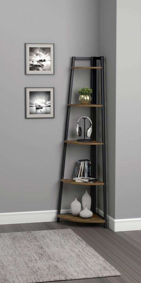 Jacksonville - 5-Shelf Bookshelf - Black And Aged Walnut - Urban Living Furniture (Los Angeles, CA)