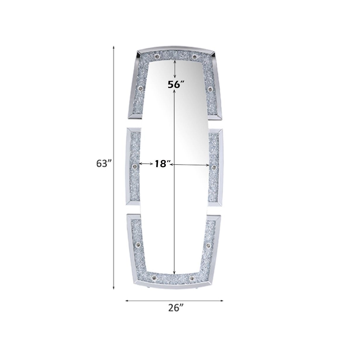 Noralie - 63" X 26" Floor Mirror With Faux Diamonds - Mirrored - Urban Living Furniture (Los Angeles, CA)