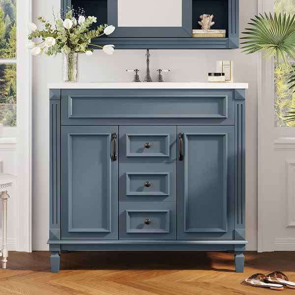 Bathroom Vanity With Top Sink, Modern Bathroom Storage Cabinet With 2 Soft Closing Doors And 2 Drawers
