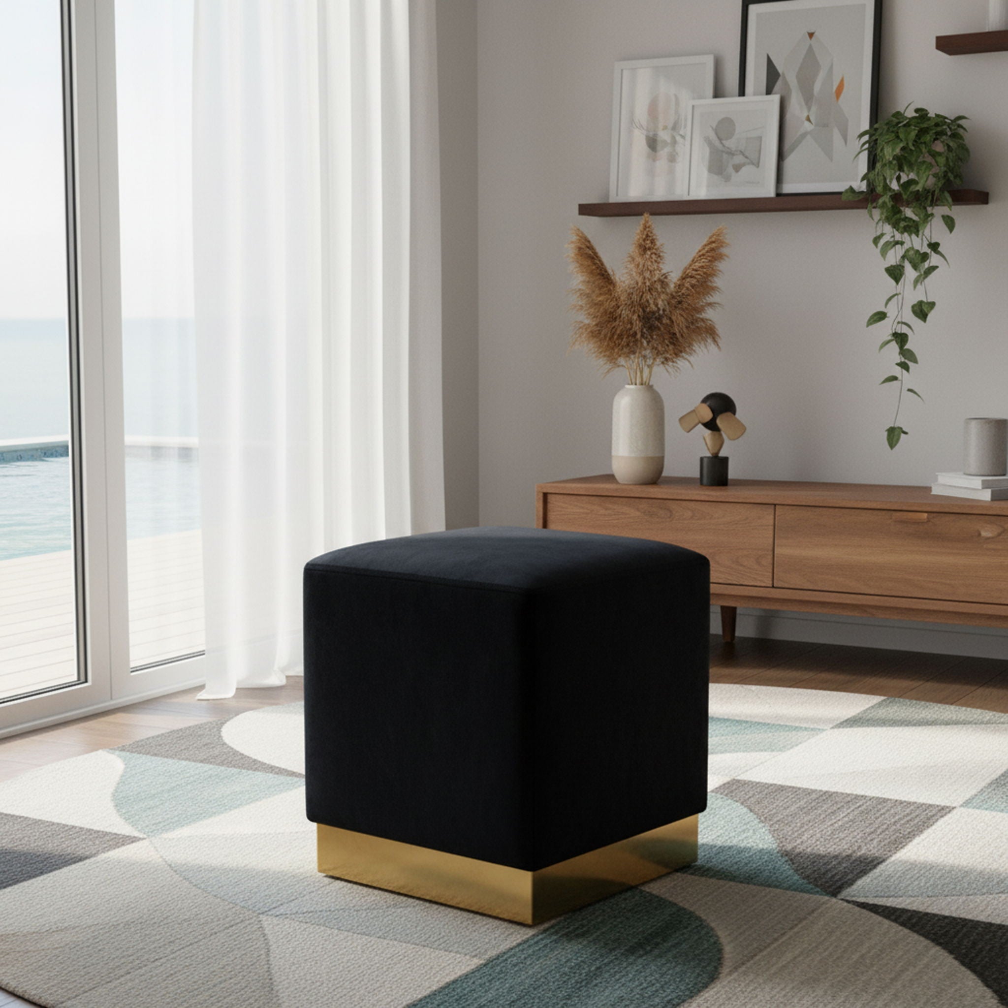 Jax - Stool Ottoman with Gold Base - Urban Living Furniture (Los Angeles, CA)