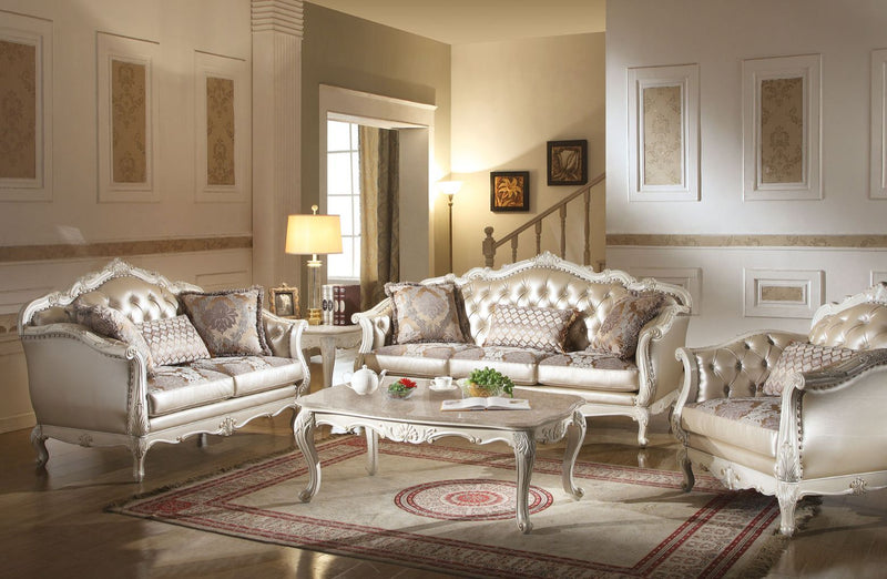 Chantelle - Sofa - Rose Gold PU/Fabric & Pearl White - Urban Living Furniture (Los Angeles, CA)