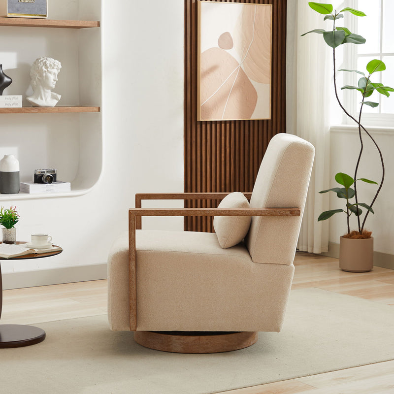 Swivel Modern Upholstered Accent Chair With Armrests