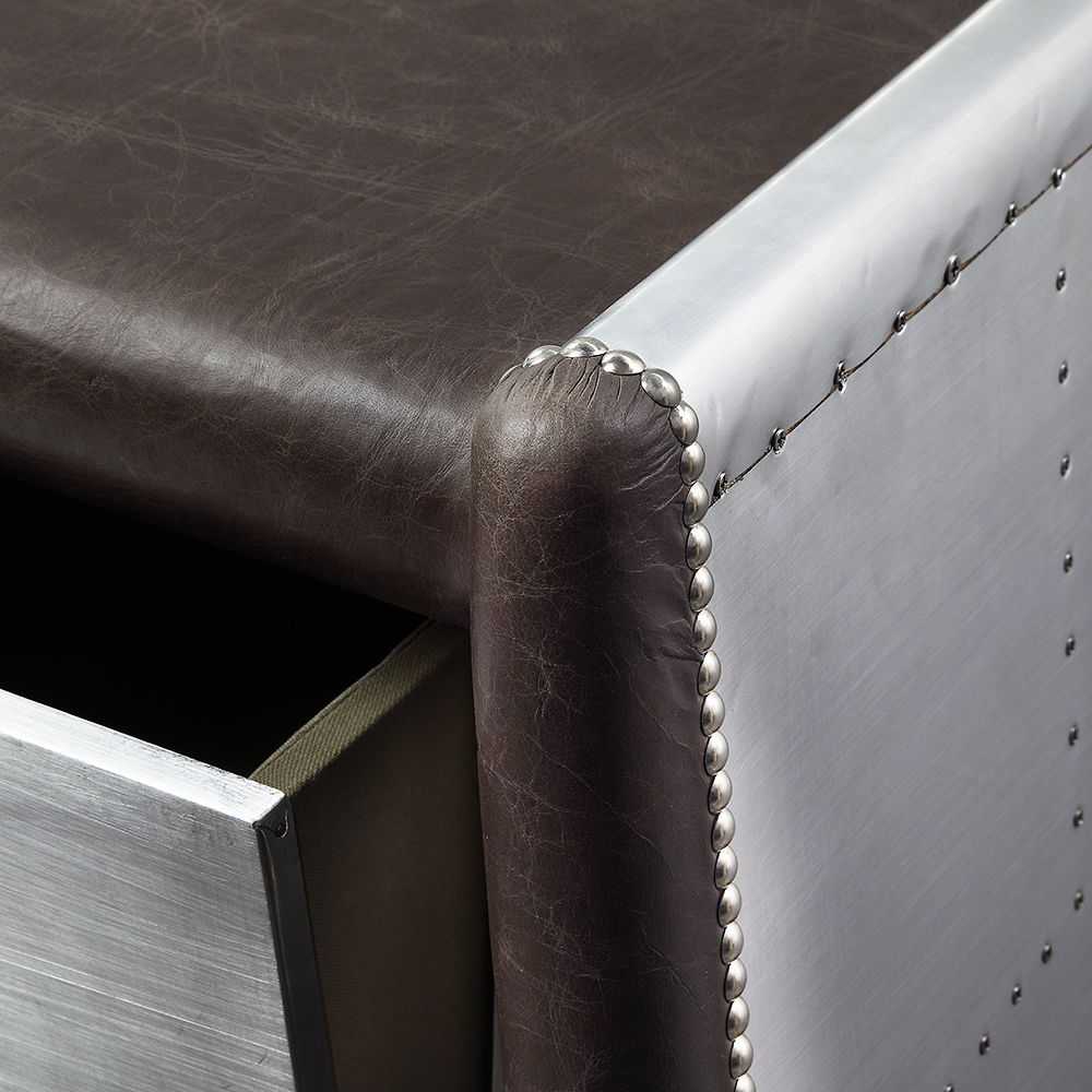 Brancaster - Executive Writing Desk - Distress Chocolate Top Grain Leather & Aluminum - Urban Living Furniture (Los Angeles, CA)