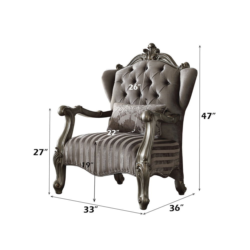 Versailles - 47" Chair With Pillow - Velvet & Antique Platinum - Urban Living Furniture (Los Angeles, CA)