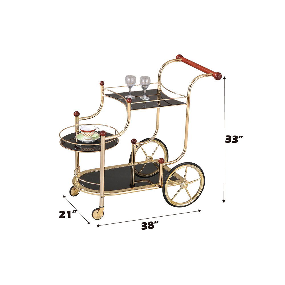 Lacy - Serving Cart - Black Glass & Gold Plated - Urban Living Furniture (Los Angeles, CA)