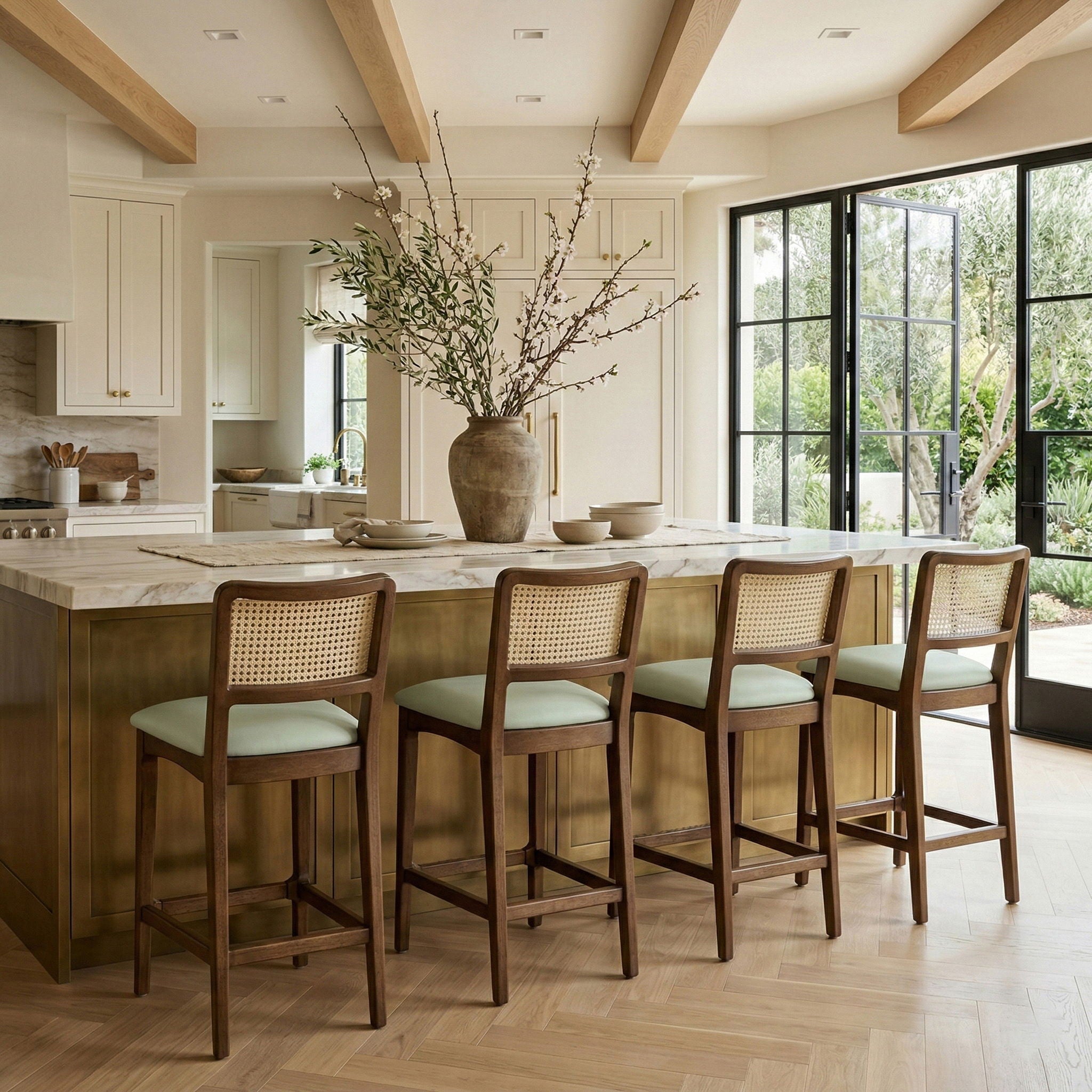 Atrium - Upholstered Bar Stool (Set of 2) - Brushed Brown Frame - Urban Living Furniture (Los Angeles, CA)