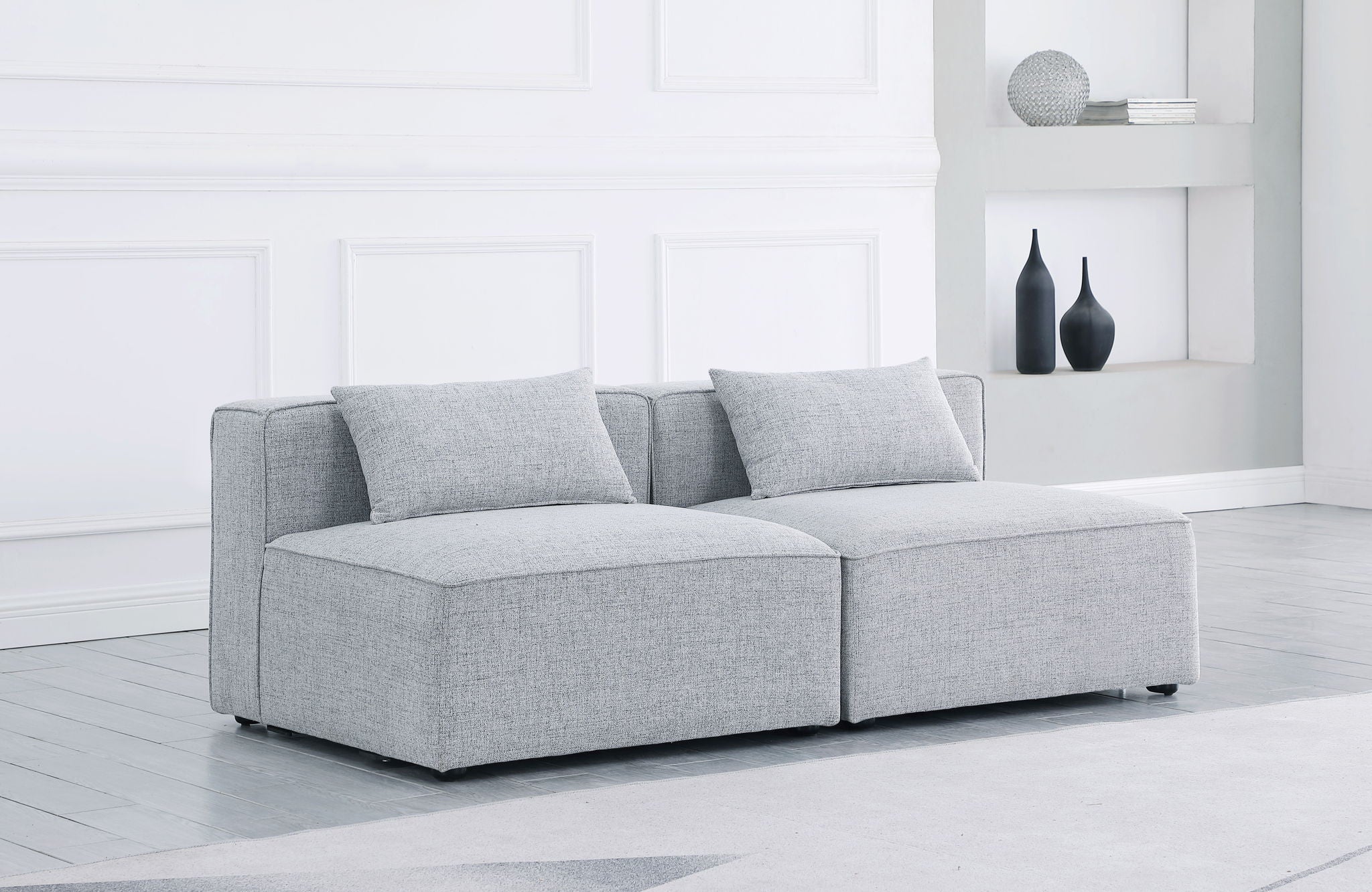 Cube - Linen Modular 2 Seat Armless Sofa - Urban Living Furniture (Los Angeles, CA)