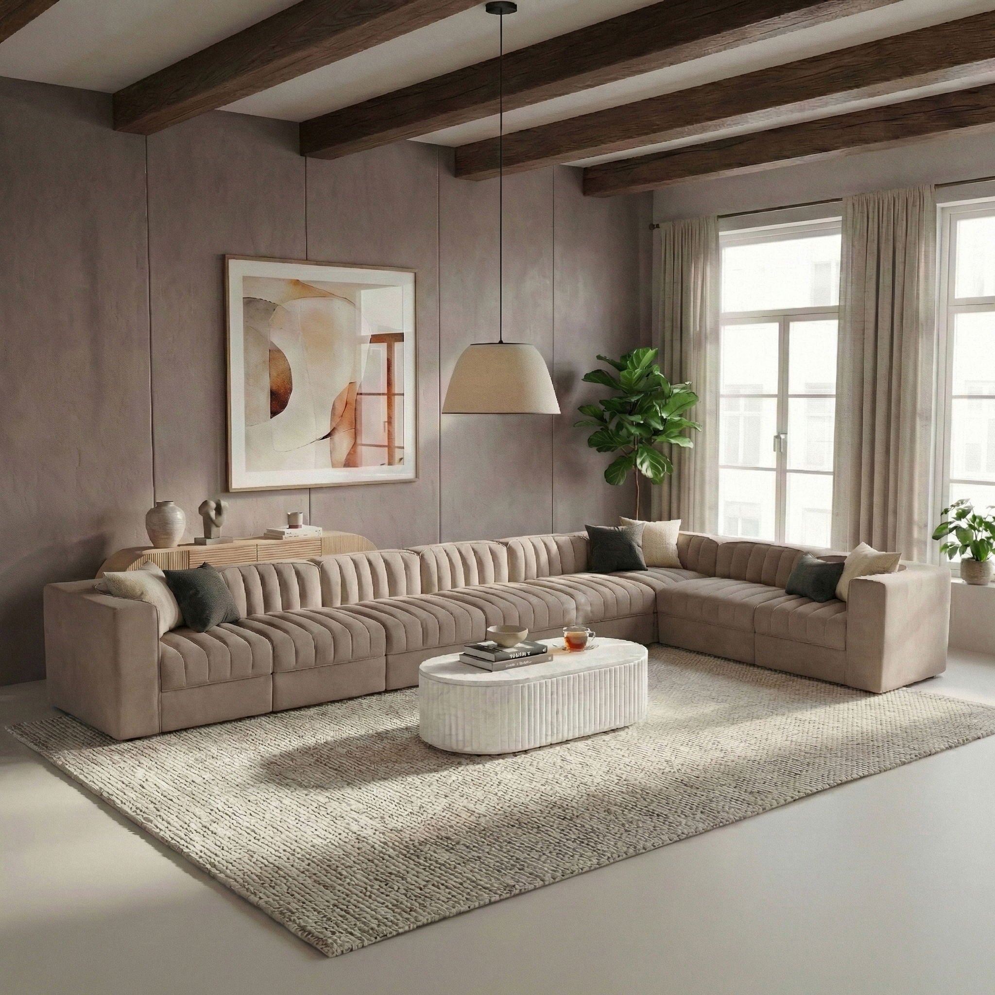 Rummi - Velvet Performance Fabric Upholstered 8 Piece Modular Sectional (With 3 Corner Chairs) - Urban Living Furniture (Los Angeles, CA)