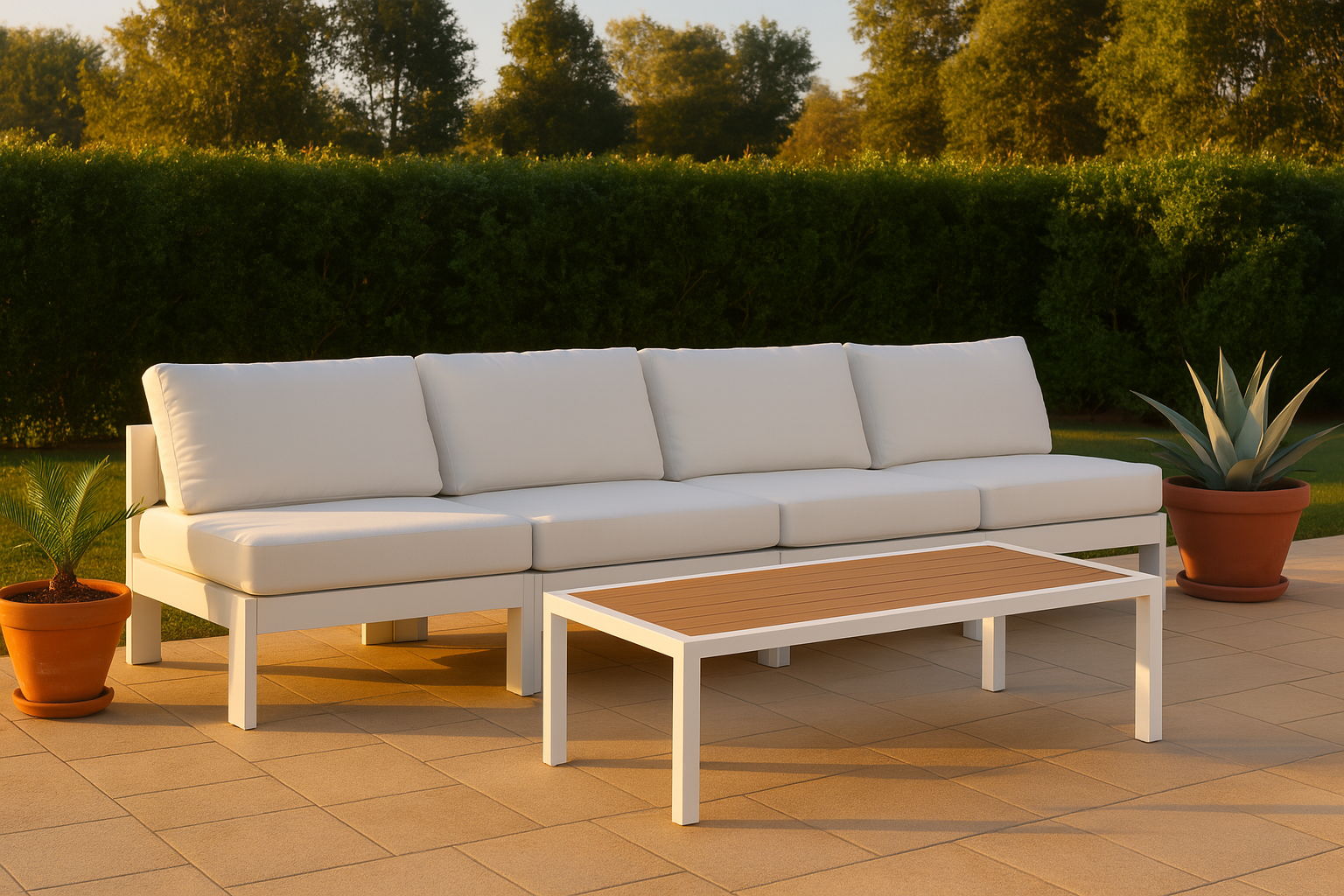Nizuc - Outdoor Patio 4 Seat Armless Modular Sofa With White Frame - Urban Living Furniture (Los Angeles, CA)