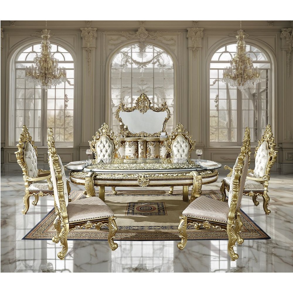 Desiderius - Dining Table - Antique Gold & Hand-Painted Brown - Urban Living Furniture (Los Angeles, CA)