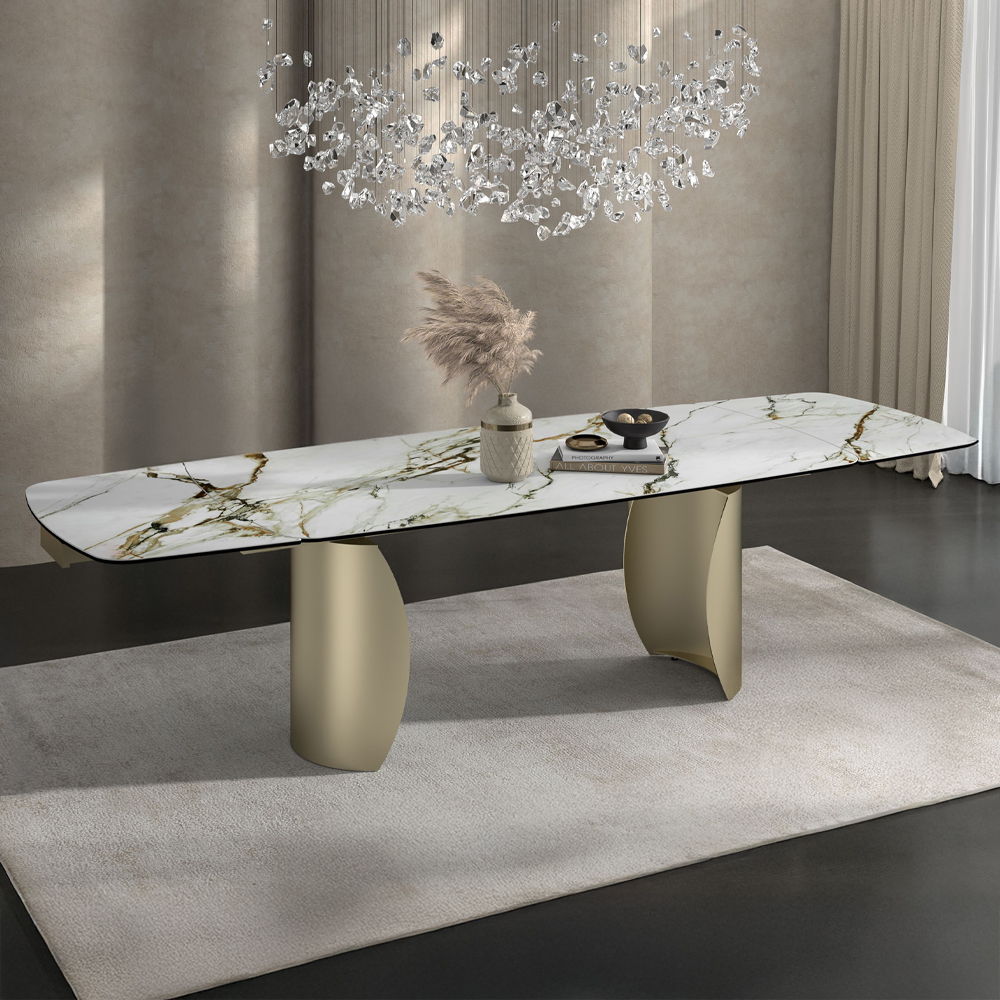 Cora - Dining Table - Ceramic Top & Golden Champange - Urban Living Furniture (Los Angeles, CA)