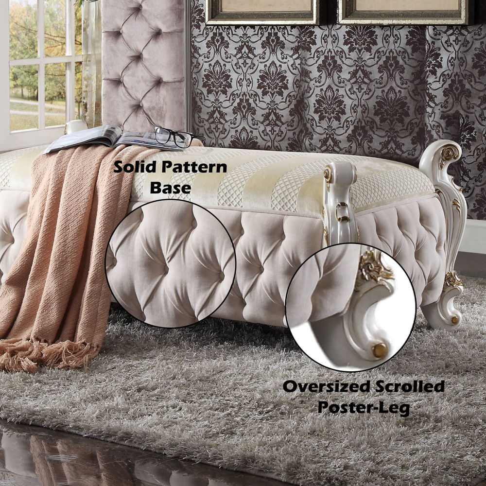 Picardy - Bench - Fabric & Antique Pearl - Urban Living Furniture (Los Angeles, CA)