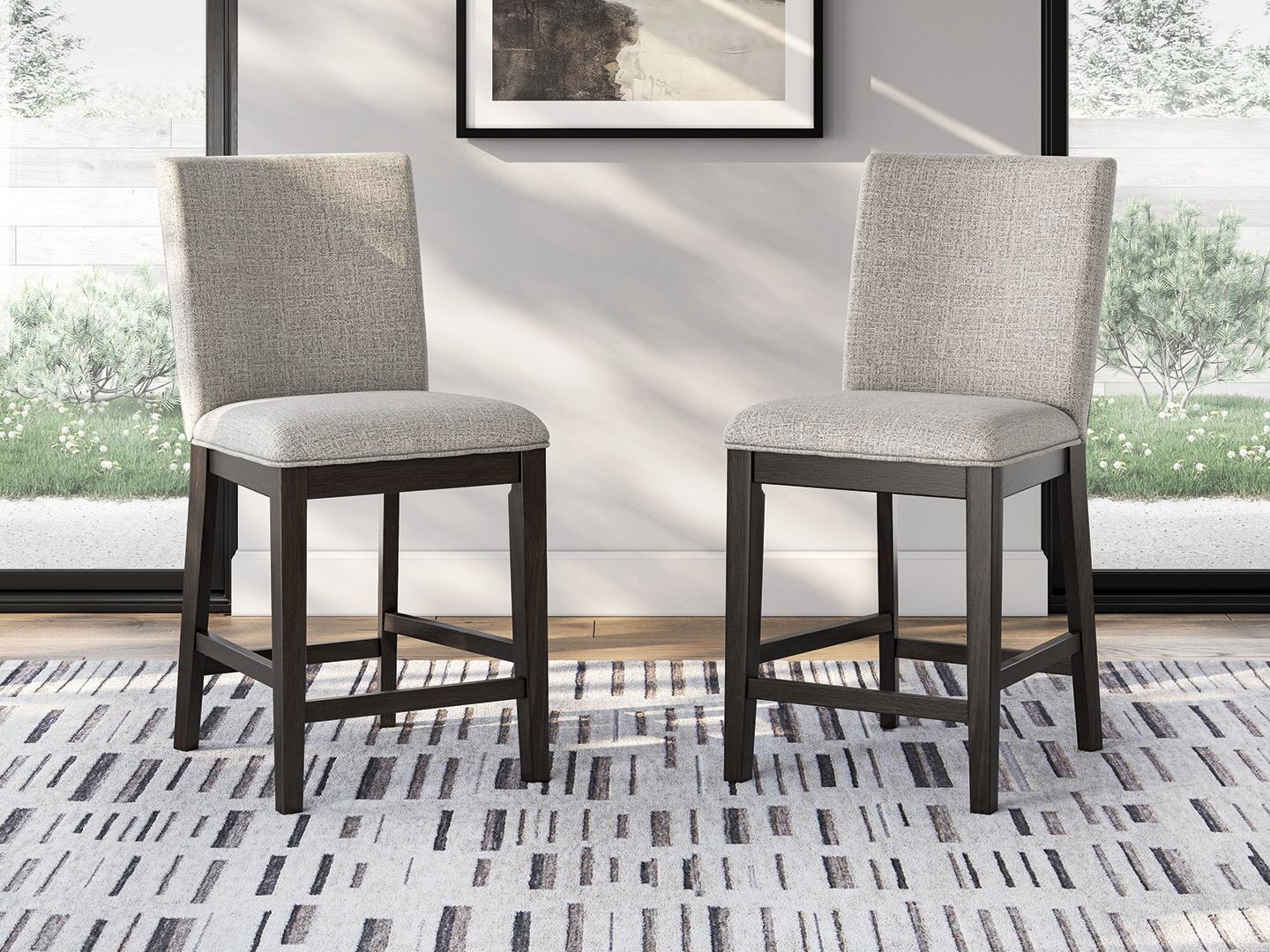 Neymorton - Upholstered Barstool (Set of 2) - Dark Grayish Brown - Urban Living Furniture (Los Angeles, CA)