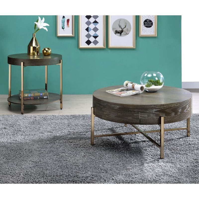Weyton - End Table - Dark Oak & Champagne - Urban Living Furniture (Los Angeles, CA)