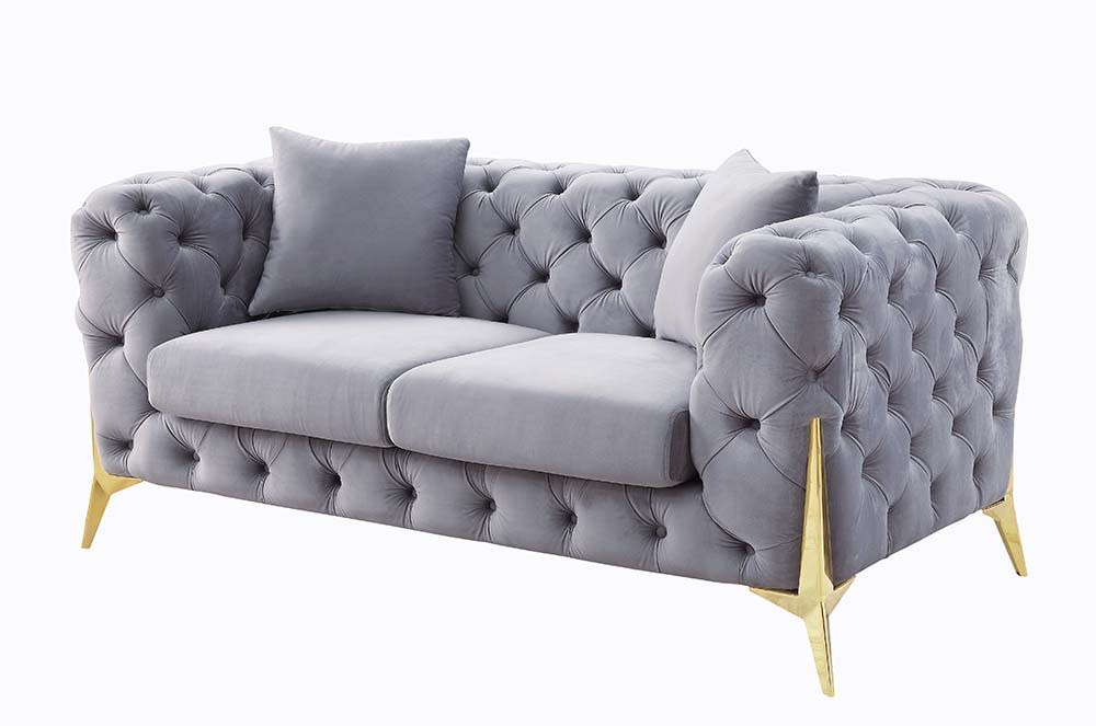Jelanea - Loveseat - Gray Velvet & Gold Finish - Urban Living Furniture (Los Angeles, CA)