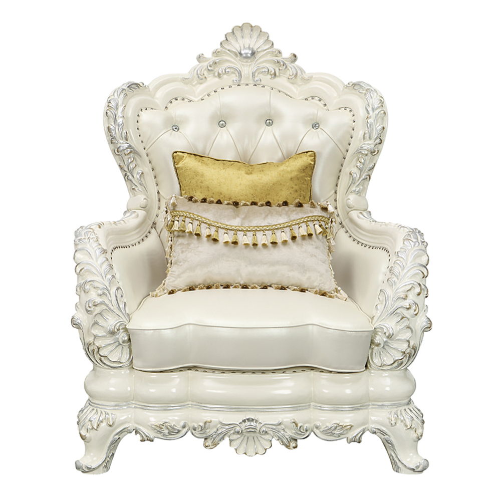 Adara - Chair With 2 Pillows - Pearl White Synthetic Leather & Antique White - Urban Living Furniture (Los Angeles, CA)