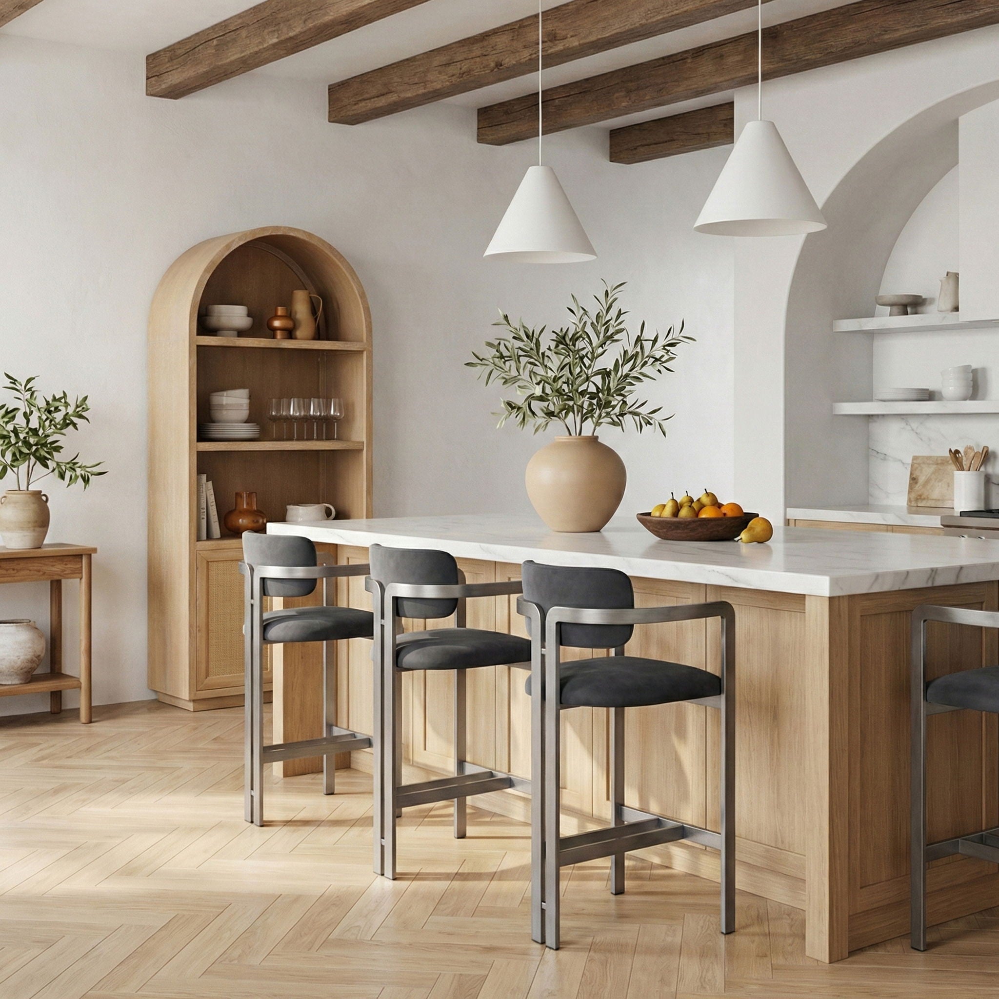 Aurum - Vegan Leather Upholstered Counter Stool With Gray Base - Urban Living Furniture (Los Angeles, CA)