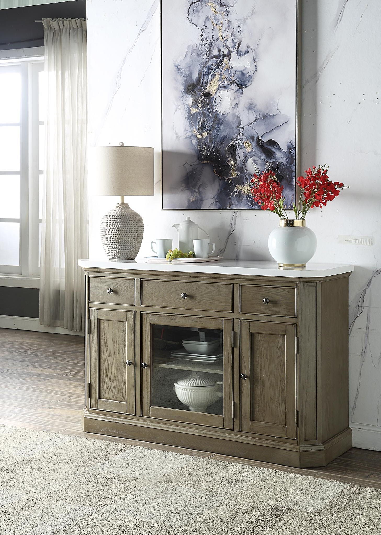 Zumala - Server - Marble & Weathered Oak Finish - Urban Living Furniture (Los Angeles, CA)