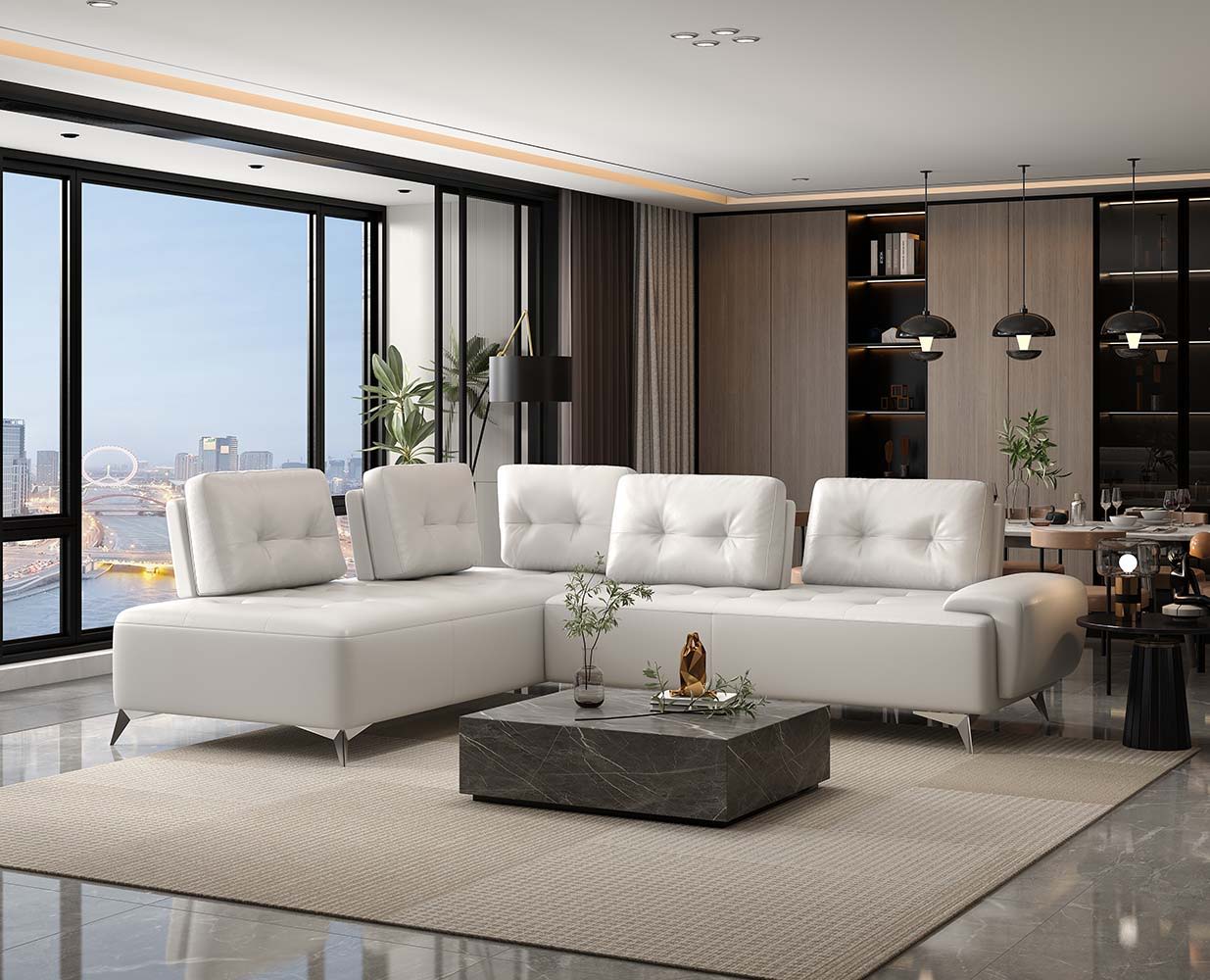 Turano - Sectional Sofa - Pearl White Leather - Urban Living Furniture (Los Angeles, CA)