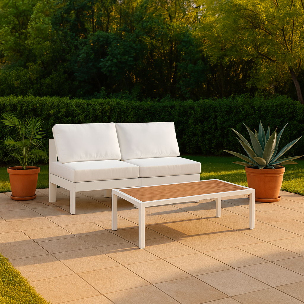 Nizuc - Outdoor Patio 2 Seat Armless Modular Sofa With White Frame - Urban Living Furniture (Los Angeles, CA)