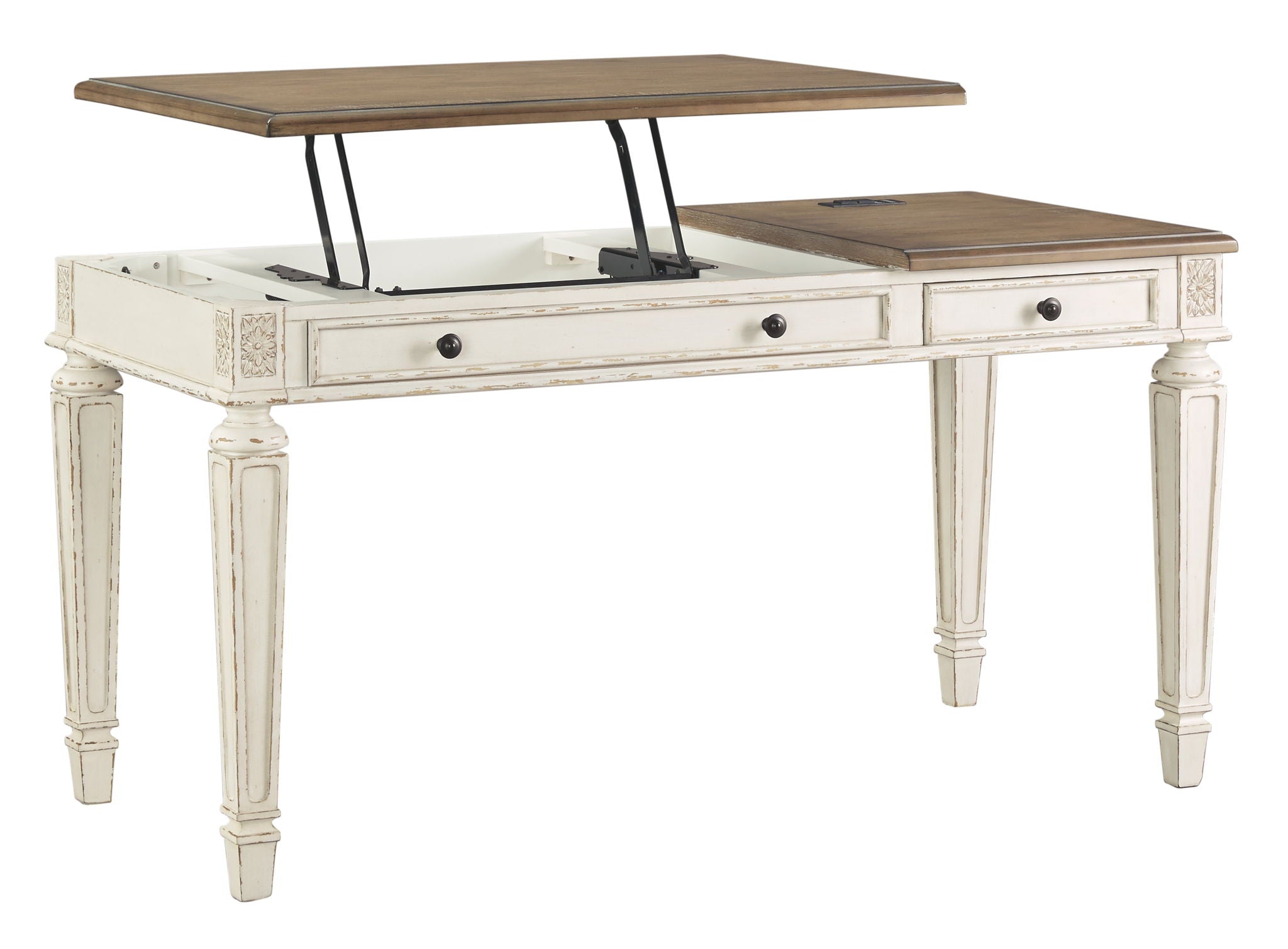 Realyn - White / Brown - Home Office Lift Top Desk - Urban Living Furniture (Los Angeles, CA)
