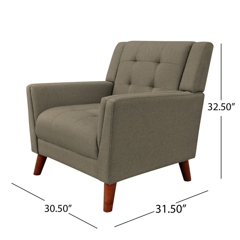 Upholstered Armchair With Button Tufting And Tapered Legs - Mocha