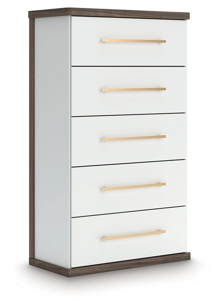Kendanport - Brown / White - Five Drawer Chest - Urban Living Furniture (Los Angeles, CA)