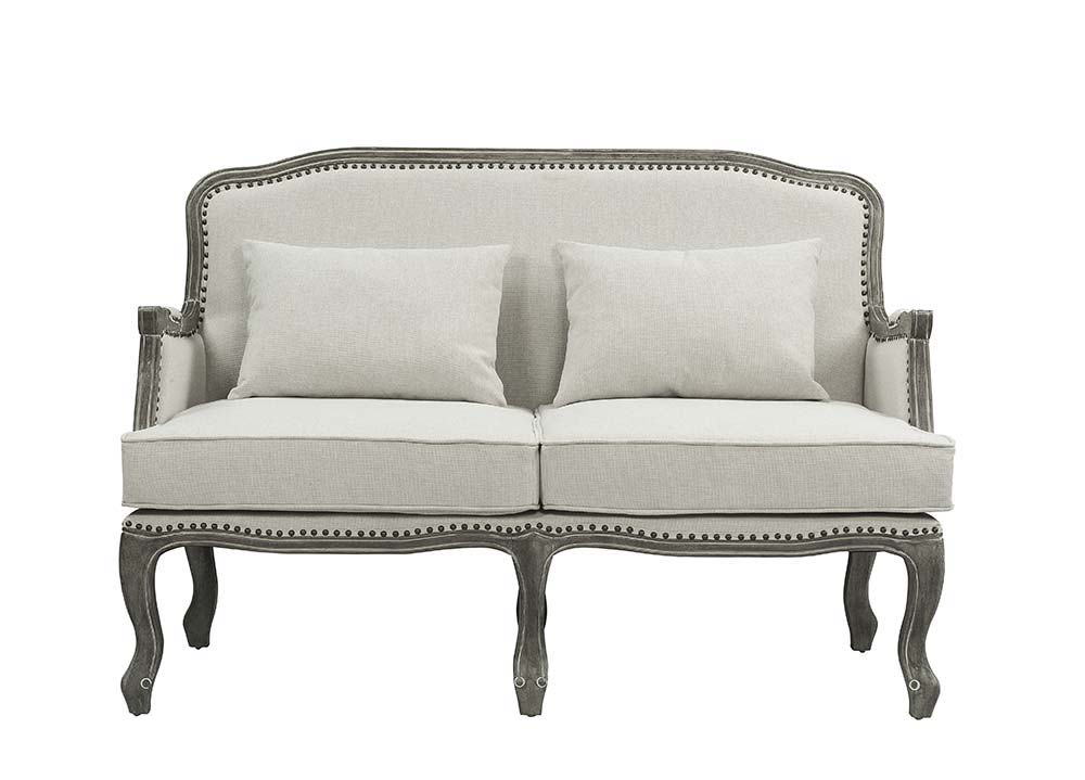 Tania - Loveseat - Cream Linen & Brown Finish - Urban Living Furniture (Los Angeles, CA)