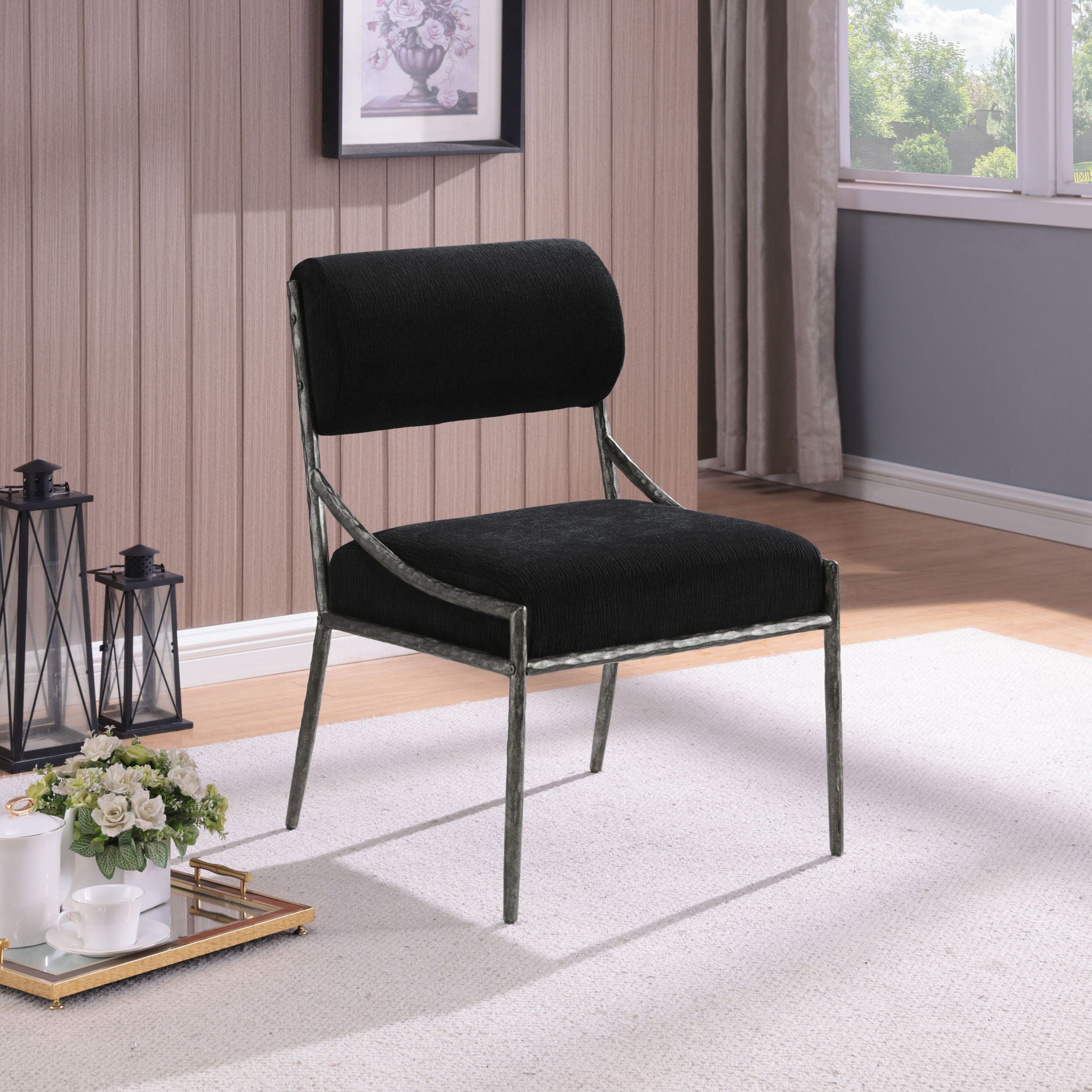 Bastille - Upholstered Dining Side Chair (Set of 2) - Silver Frame - Urban Living Furniture (Los Angeles, CA)
