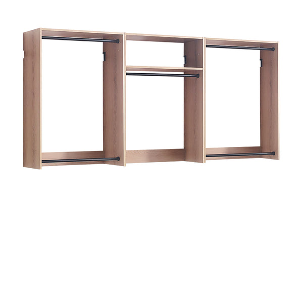 Devi - Wall Mounted Wood Closet System With Modular Design And Ample Storage - Oak