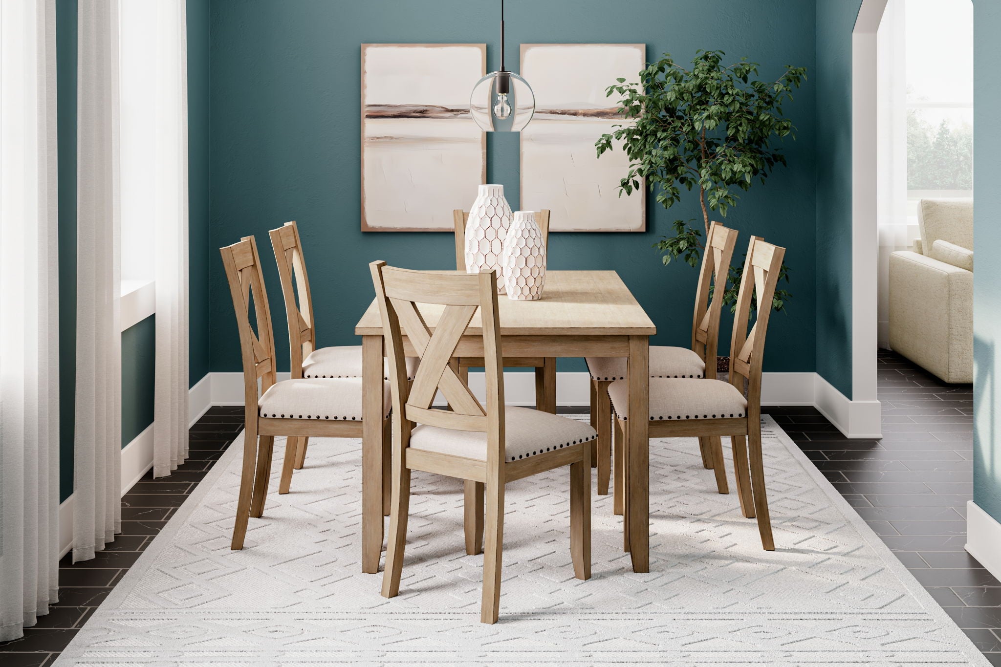 Sanbriar - Light Brown - RECT DRM Table Set (Set of 7) - Urban Living Furniture (Los Angeles, CA)