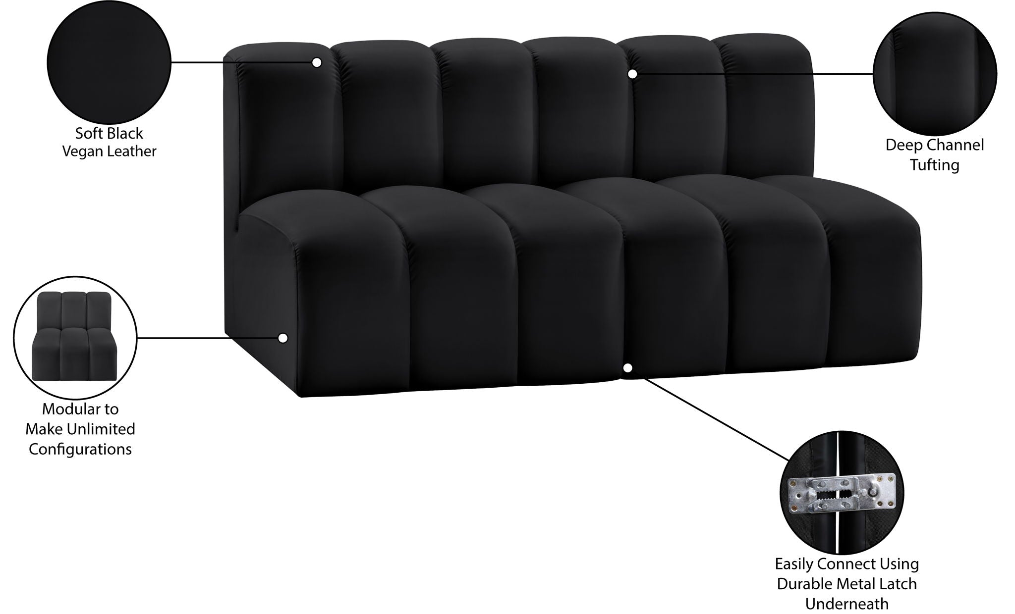 Arc - Faux Leather 2 Seats Modular Sofa - Urban Living Furniture (Los Angeles, CA)