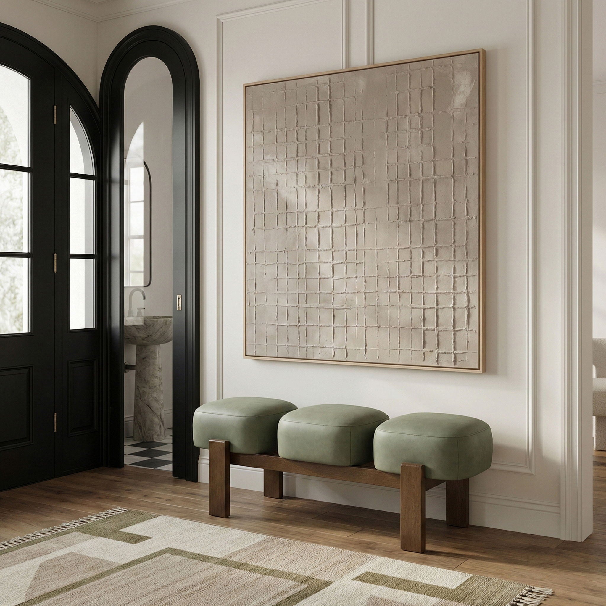 Woodcrest - Vegan Leather Upholstered Bench - Painted Brown Walnut Base - Urban Living Furniture (Los Angeles, CA)