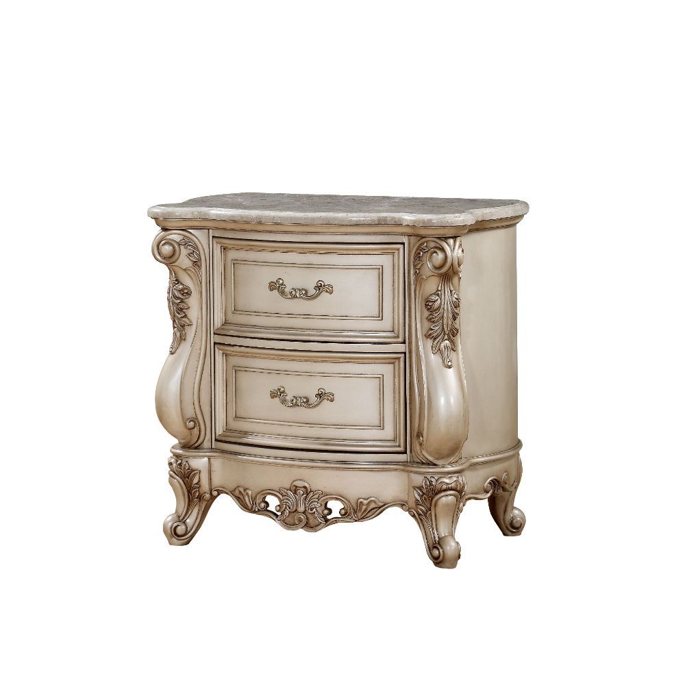 Gorsedd - Nightstand With Marble Top - Marble Top & Golden Ivory - Urban Living Furniture (Los Angeles, CA)