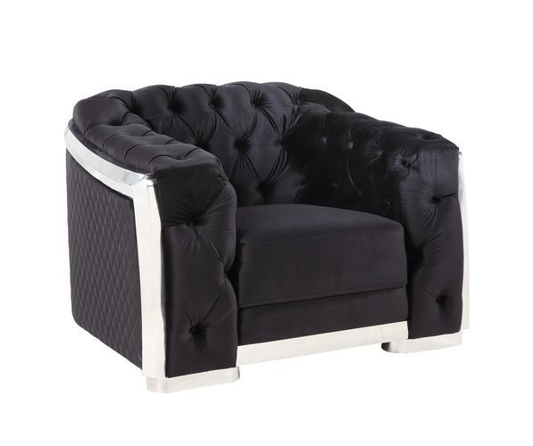 Pyroden - Chair - Black Velvet & Chrome Finish - Urban Living Furniture (Los Angeles, CA)
