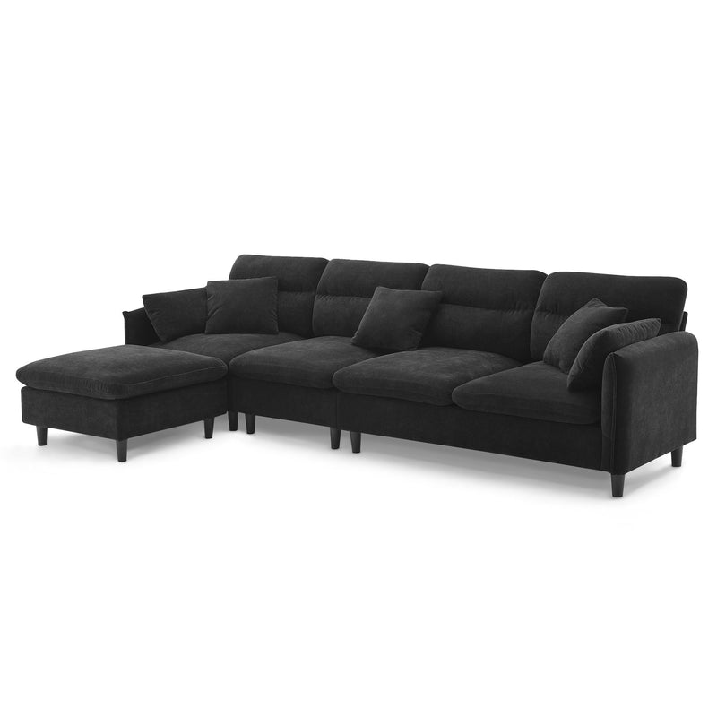 Modern Convertible Sectional Sofa L Shaped Reversible Couch Set With Free Pillows 5 Seat Cloud With Ottoman