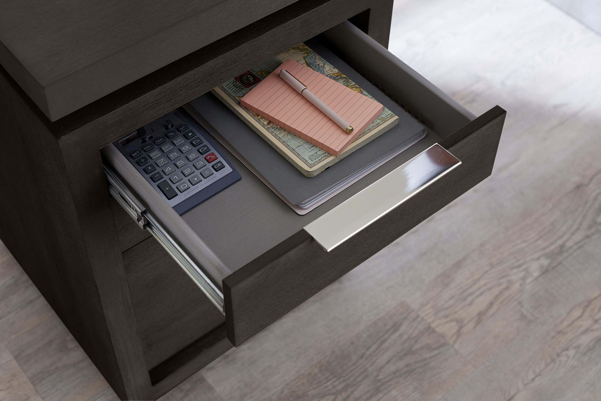 Oxford - Single Pedestal Desk - Basalt Gray