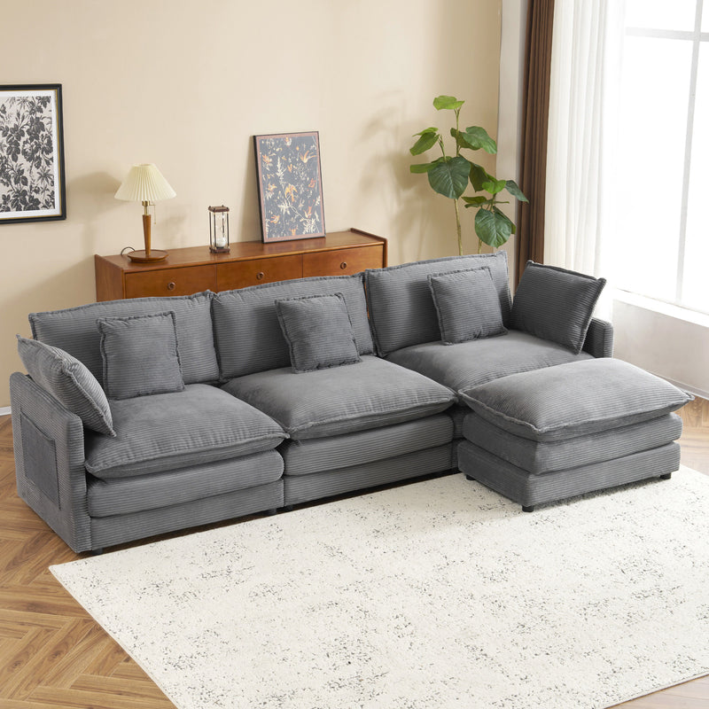 Modern Modular Sectional Sofa With Side Storage Pockets For Living Room
