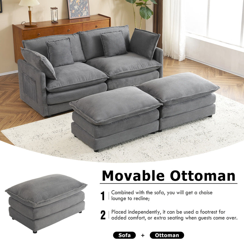 Modern Modular Sectional Sofa With Side Storage Pockets For Living Room