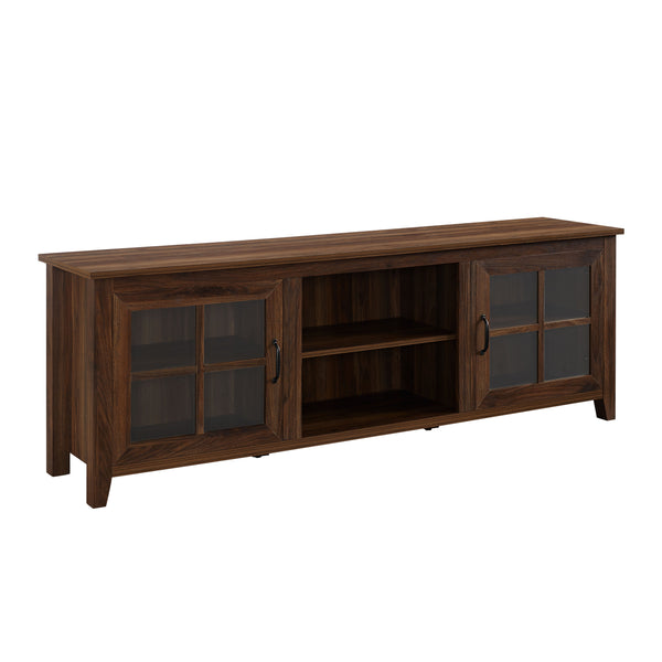 Modern Farmhouse 2 Door Glass Windowpane 70" TV Stand For 80" TVs