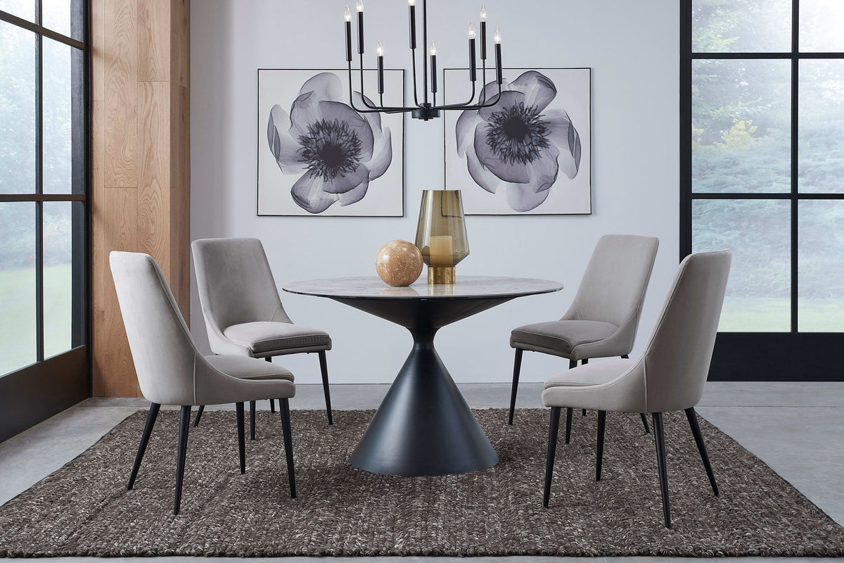 Winston - Stone Top Metal Base Round Dining Table
