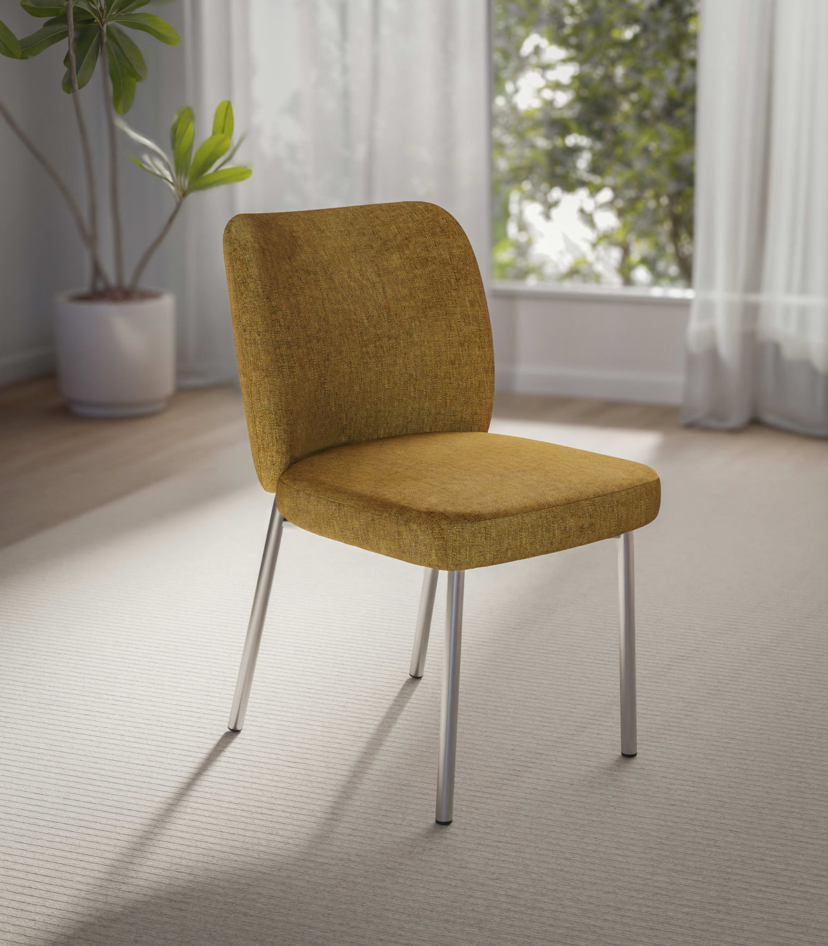 Fomo - Chenille Upholstered Stainless Steel Base Dining Chair (Set of 2)