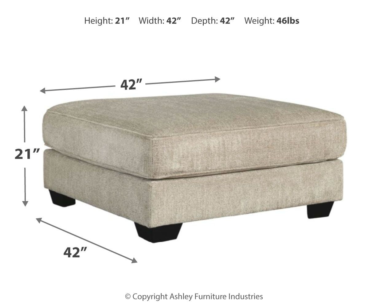 Ardsley - Pewter - Oversized Accent Ottoman - Urban Living Furniture (Los Angeles, CA)