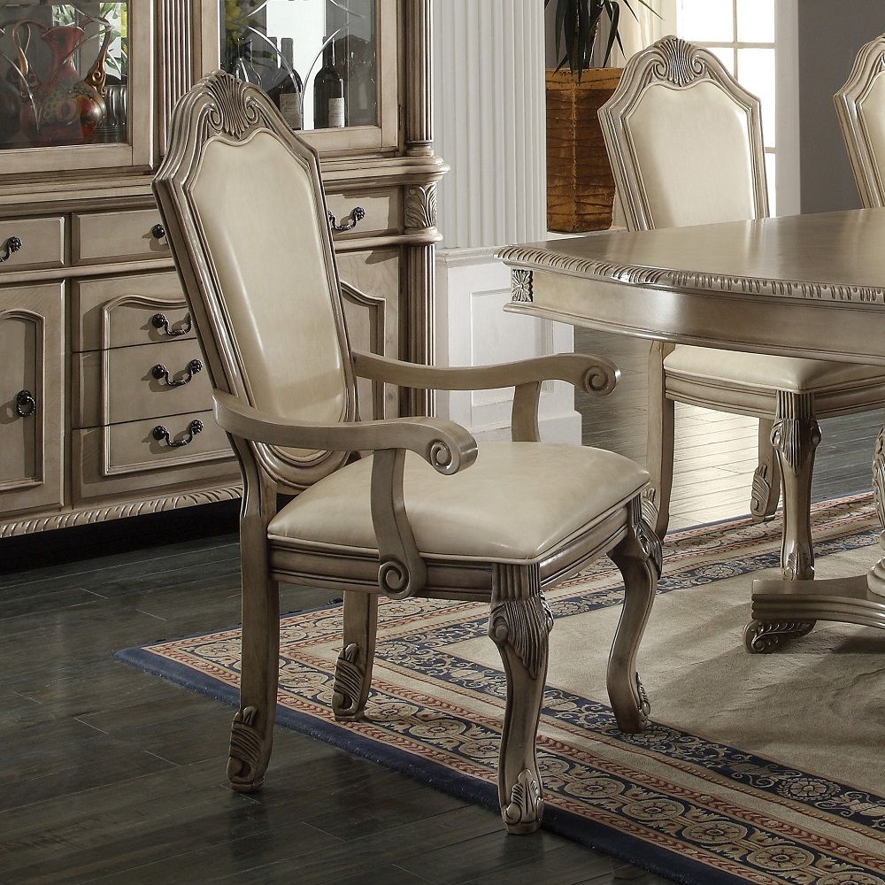 Chateau De Ville - Arm Chair (Set of 2) - Synthetic Leather & Antique White - Urban Living Furniture (Los Angeles, CA)