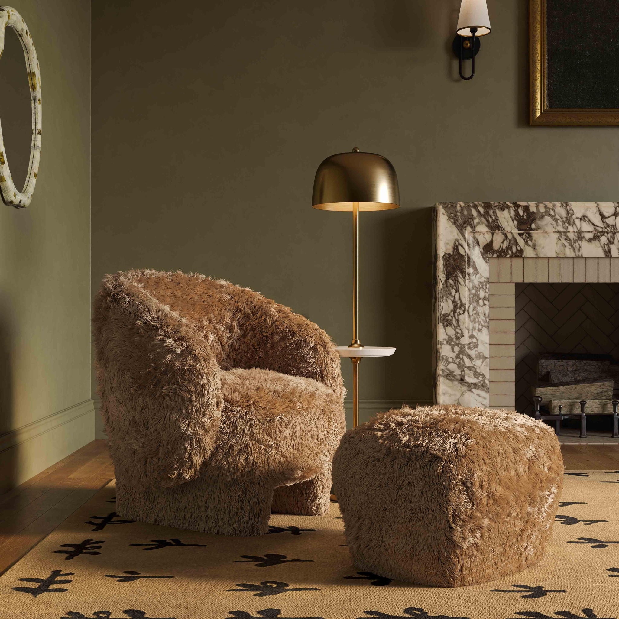 Britt - Vegan Shearling Ottoman - Urban Living Furniture (Los Angeles, CA)
