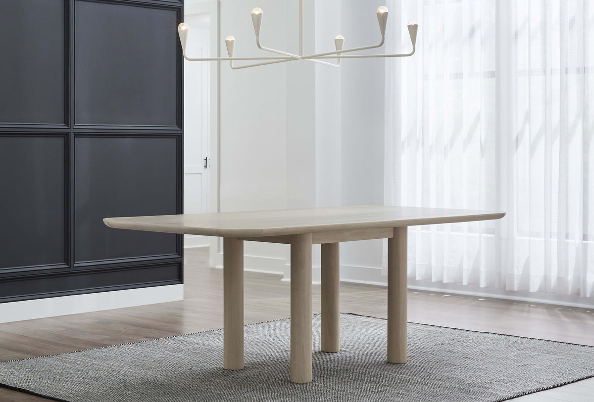 Liv - Ash Wood Rectangular Dining Table - White Sand