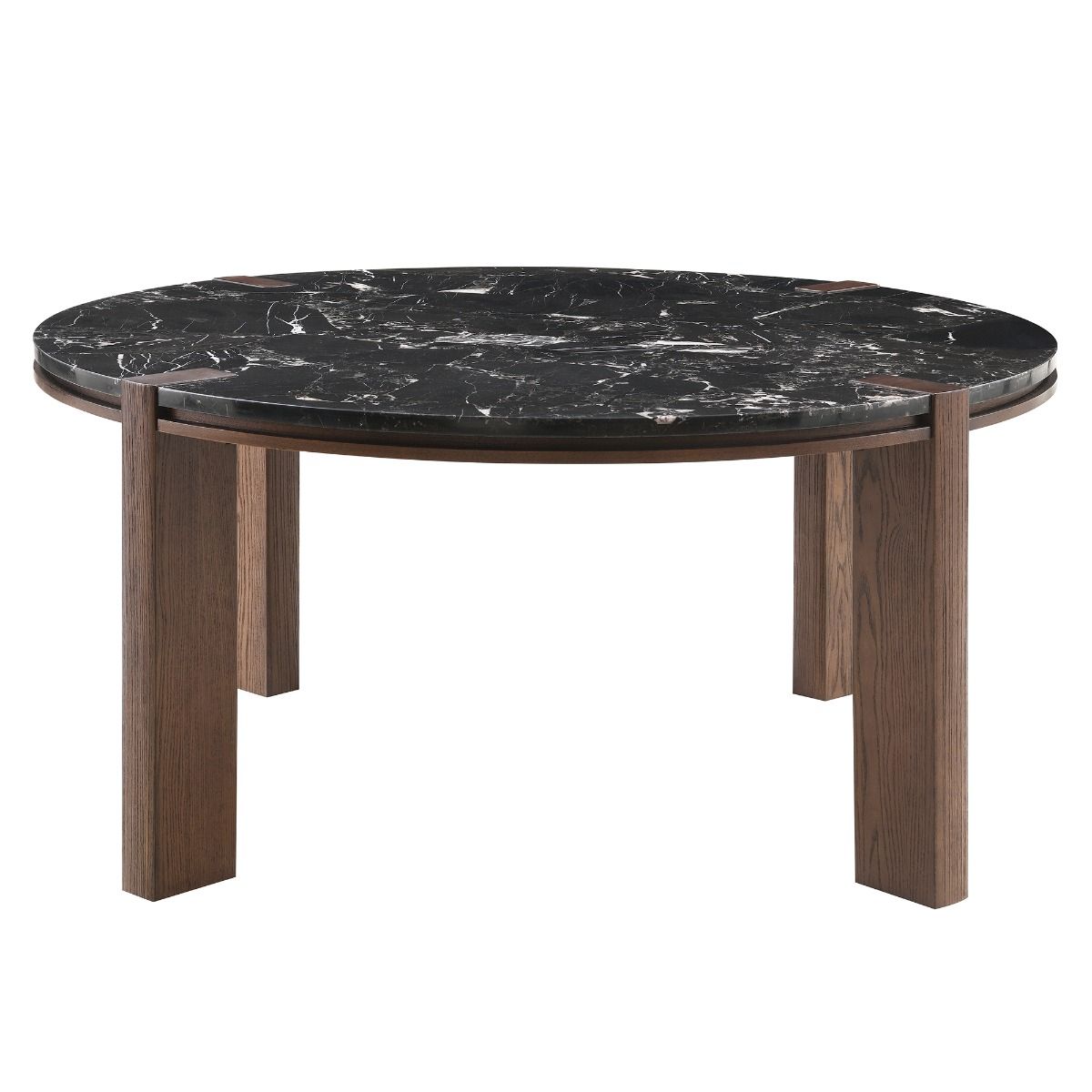 Estella - Round Dining Table With Natural Marble Top - Black Top & Walnut - Urban Living Furniture (Los Angeles, CA)