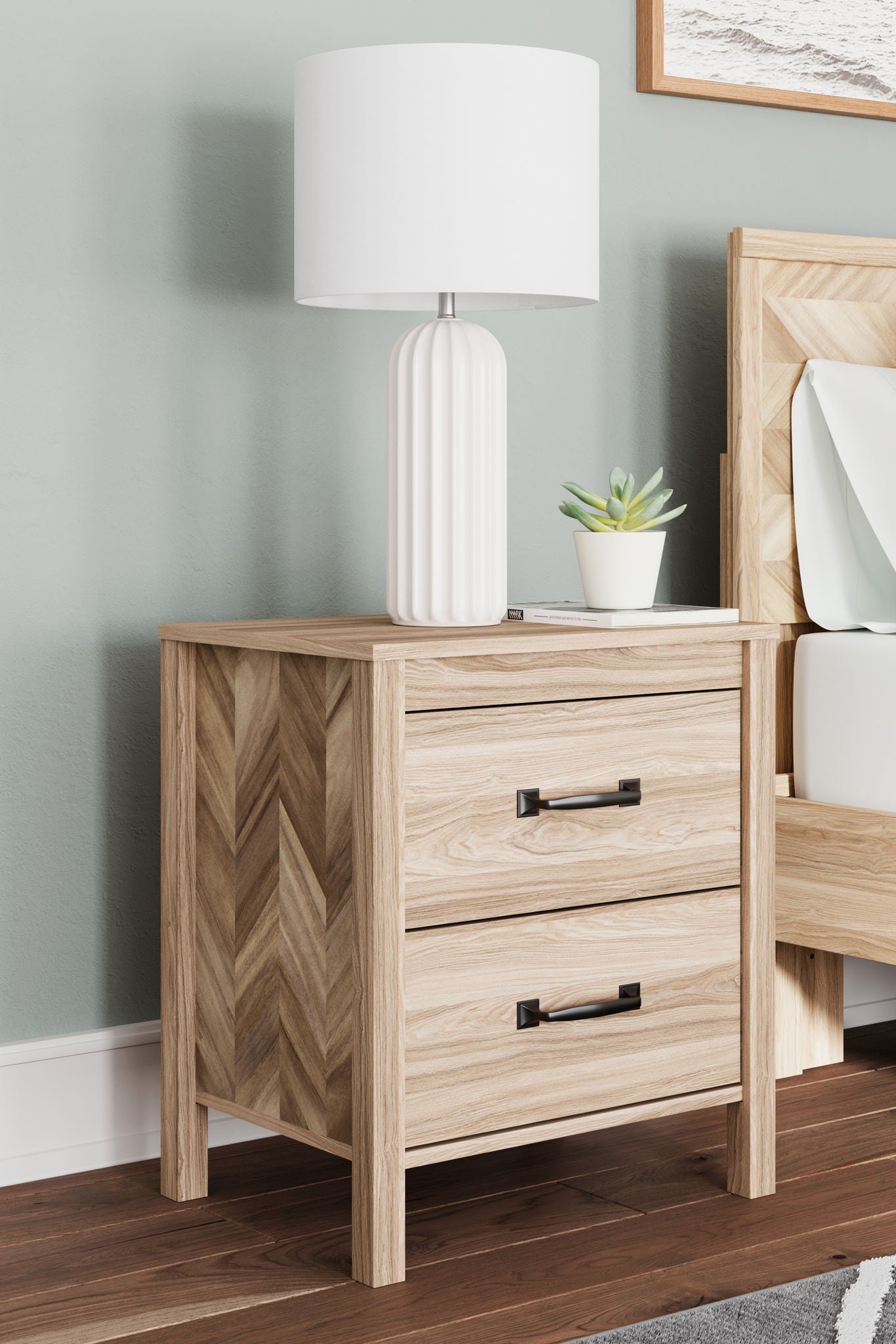 Battelle - Tan - Two Drawer Night Stand - Urban Living Furniture (Los Angeles, CA)